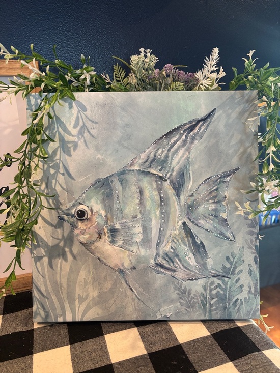Other - Blue Fish Canvas Art - Coastal Wall Decor